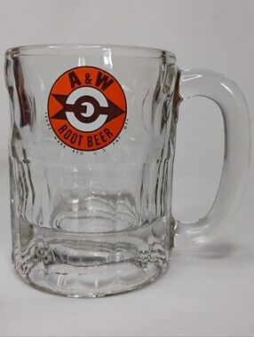 Vintage Glass A&W Root Beer Mug Retro Collectible Bar Cup Arrow Bullseye Logo